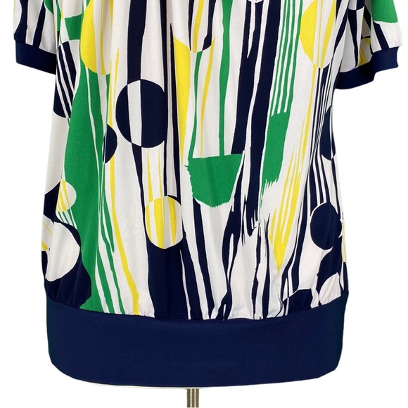 Lane Bryant White Abstract Print Tie Neck Flowy Blouse - Picture 4 of 15